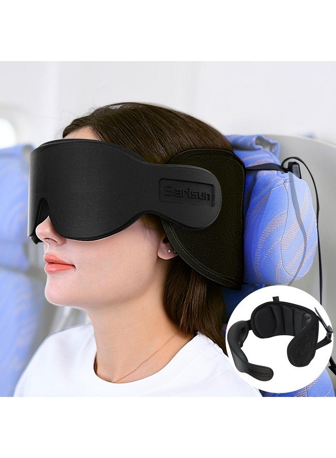 SARISUN Travel Pillows for Airplanes, Neck Pillow with Eye Mask for Sleeping Long Flights, Travel Pillow for Car Road Trip, Car Headrest, FSA HSA Eligible Approved Travel Accessories, Black - Image 1