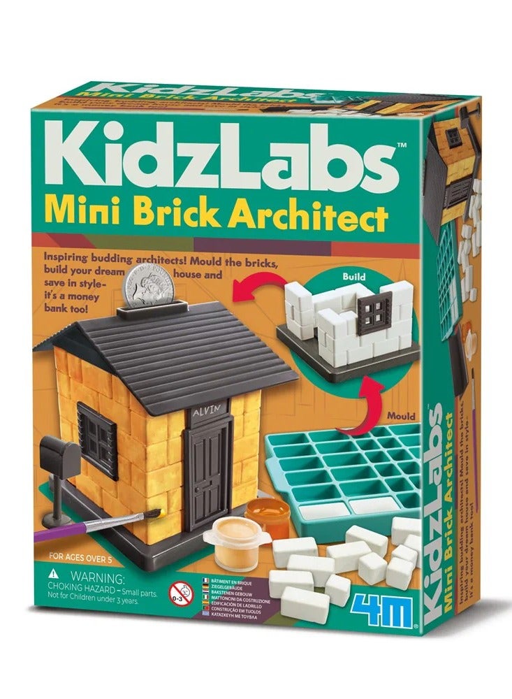 4M كيدز لابز مهندس الطوب المصغر – بناء وتصميم مباني مصغرة باستخدام الطوب والأسمنت الحقيقي | مجموعة هندسية افعلها بنفسك للأطفال من عمر 8 سنوات وما فوق | نشاط بناء عملي للمعماريين المستقبليين | 00-03494 - Image 1