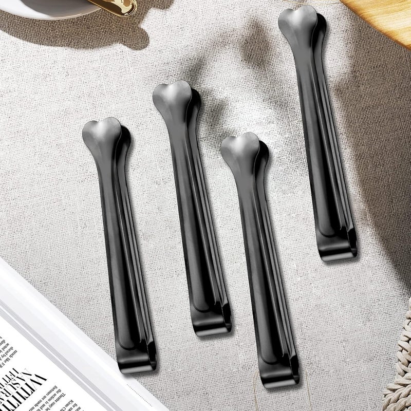 Dmoera 18 Pack Premium Small Serving Tongs, Mini Stainless Steel Appetizer Tongs Black 4.33Inch - Image 4