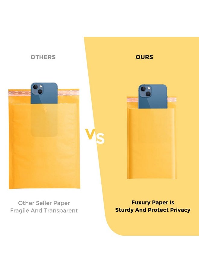 Fuxury Fuxury Kraft Bubble Mailer 4x8” 50Pack Strong Adhesion Padded Envelopes Thick Bubble Envelopes Usable Size 4x7" Waterproof Cushioned Bubble Mailers Packaging for Small Business #000 Yellow  - Image 5