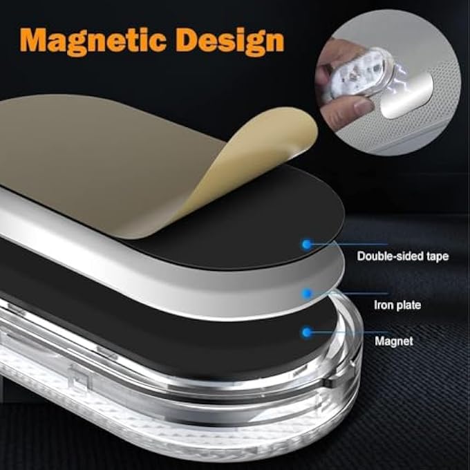 GraGra 4Pcs Wireless Led Lights For Car Interior 7 Colors Led Closet Light Wireless Touch Light 7 Colors Interior Car Lights Usb Rechargeable Automotive Neon Accent Light Kits - Image 5