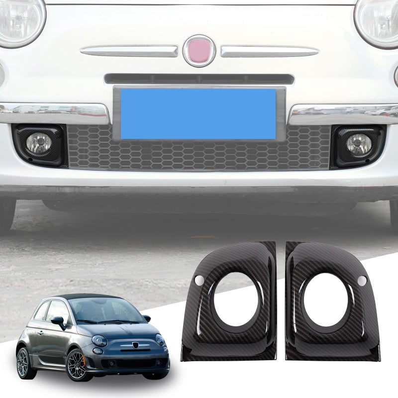 LLKUANG Front Bumper Driving Fog Light Lamp Ring Bezels Covers Fit for Fiat 500 20112015Front Fog Lamp Light Cover Trim Frame Car Accessories