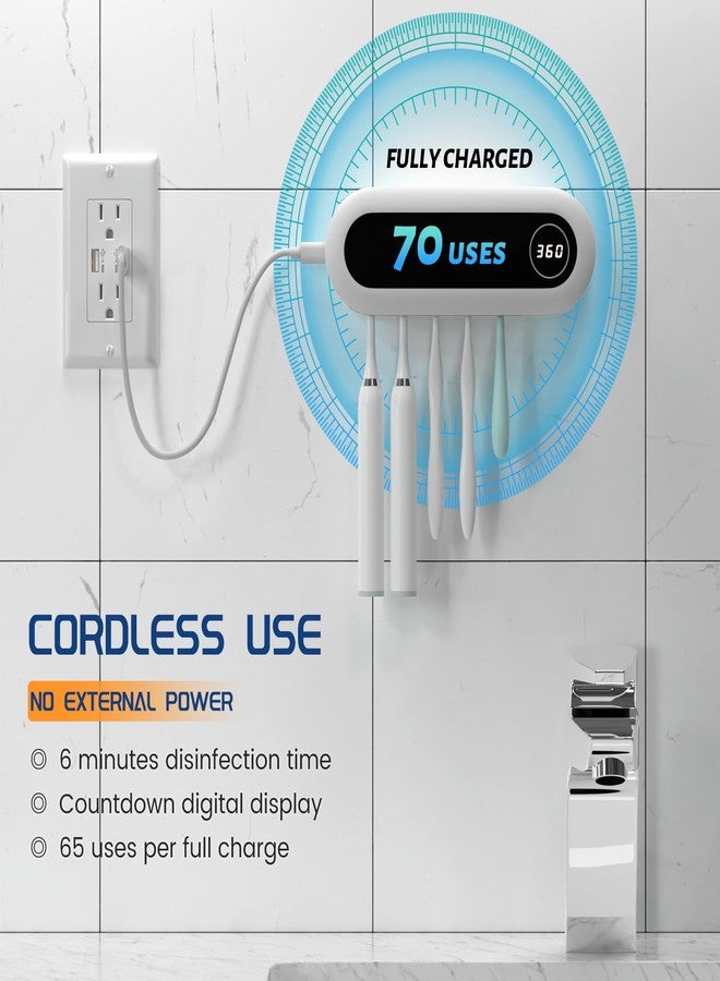 MIMORE Toothbrush Holder, 5 Toothbrush Slots & Timer Function, Cordless Wall Mounted Toothbrush Holders for Bathrooms - Image 3