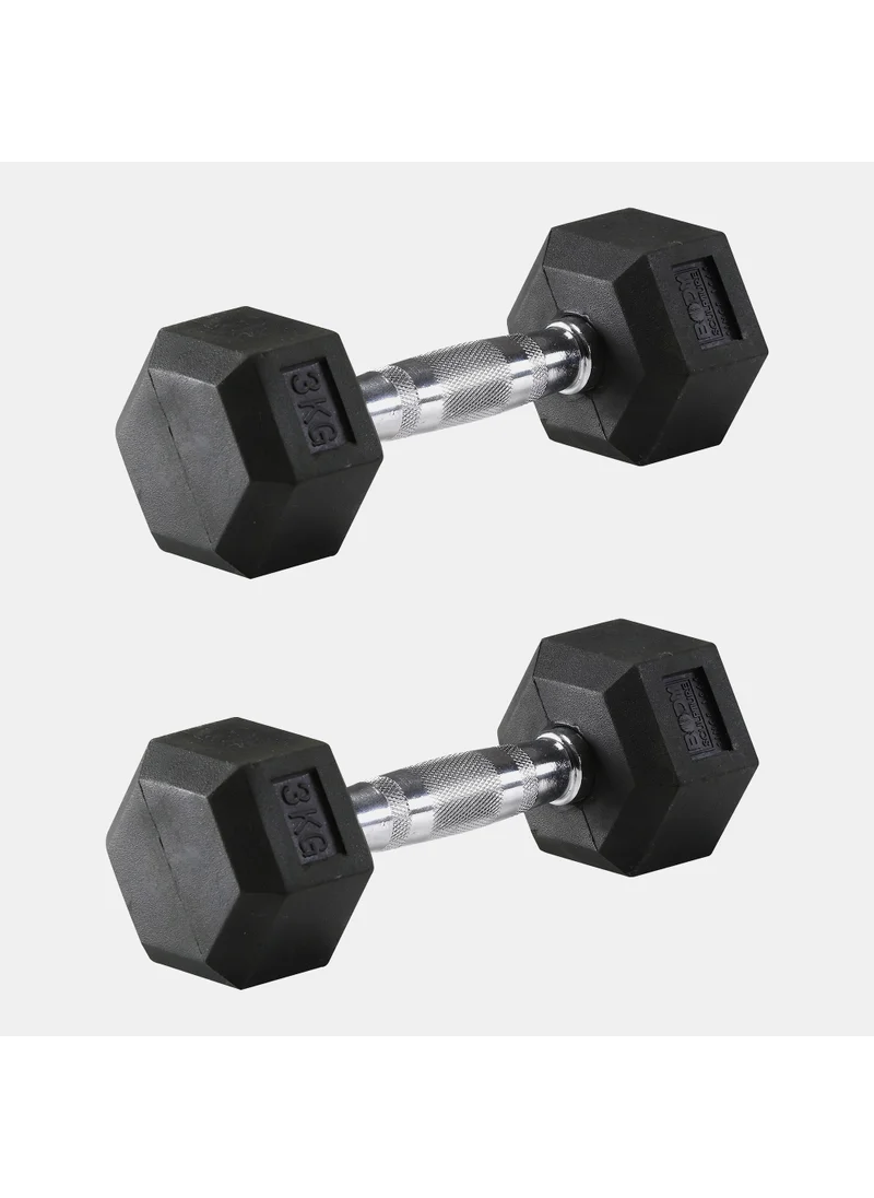 بودي سكلبتشر Hex Rubber Dumbbell - 3kg (1 Pair)