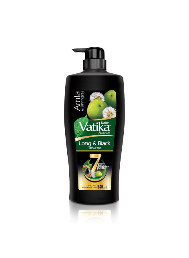 Dabur Vatika Long & Black Shampoo - 640 ml | With Amla & Bhringraj | For Shiny, Long & Black Hair | No Added Parabens | Provides Gentle Cleansing, Conditioning & Nourishment to Hair - Image 1