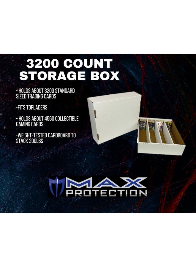 Max Protection (3) 4 Row Trading Card Storage Box Durable Cardboard Box For Sports Card Collection 200 Lb. Test Strength Full Lid Design. Made In The Usa - Image 3
