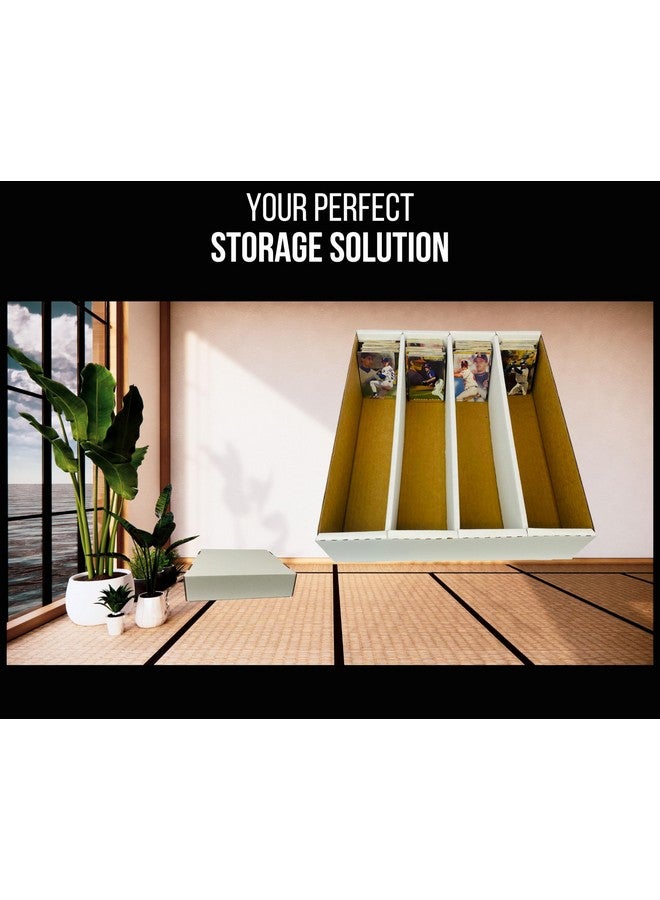 Max Protection (3) 4 Row Trading Card Storage Box Durable Cardboard Box For Sports Card Collection 200 Lb. Test Strength Full Lid Design. Made In The Usa - Image 5