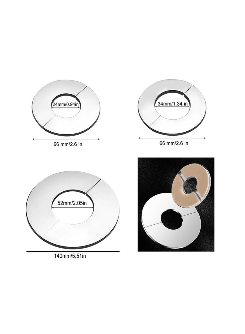 Decorative Faucet Cover Pipe Covers, Escutcheon Plate Pack of 9, Stainless Steel Plumbing Cover Plates, Self Adhesive Water Pipe Cover for 24mm 34mm 52mm Diameter Pipe - Image 4