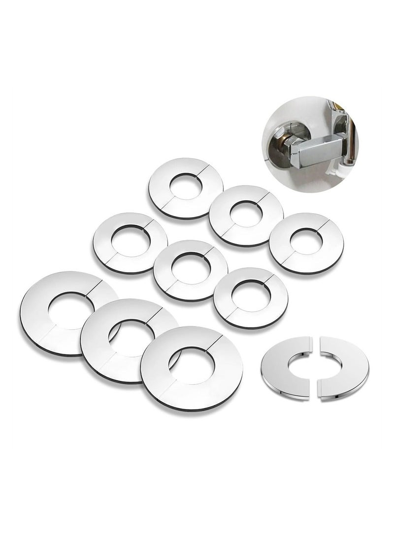 Decorative Faucet Cover Pipe Covers, Escutcheon Plate Pack of 9, Stainless Steel Plumbing Cover Plates, Self Adhesive Water Pipe Cover for 24mm 34mm 52mm Diameter Pipe - Image 1