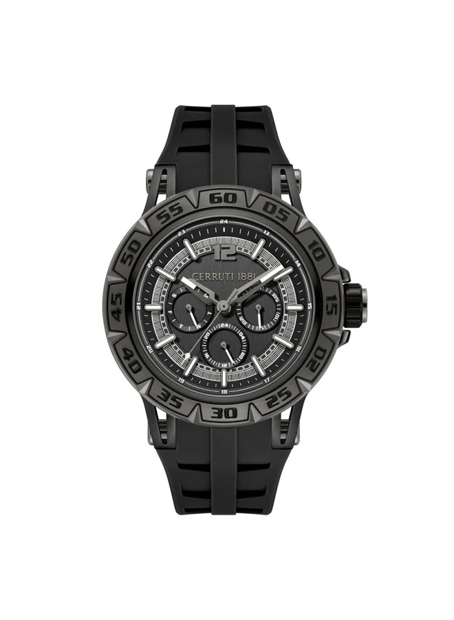 Velletri Declinatin Black Dial, Silicone Strap, Multifunction Watch for Men, 46mm
