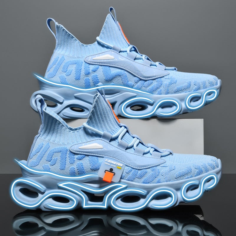 Generic Fashionable Knitted Sneakers Mens Sports Shoes Ice Blue 