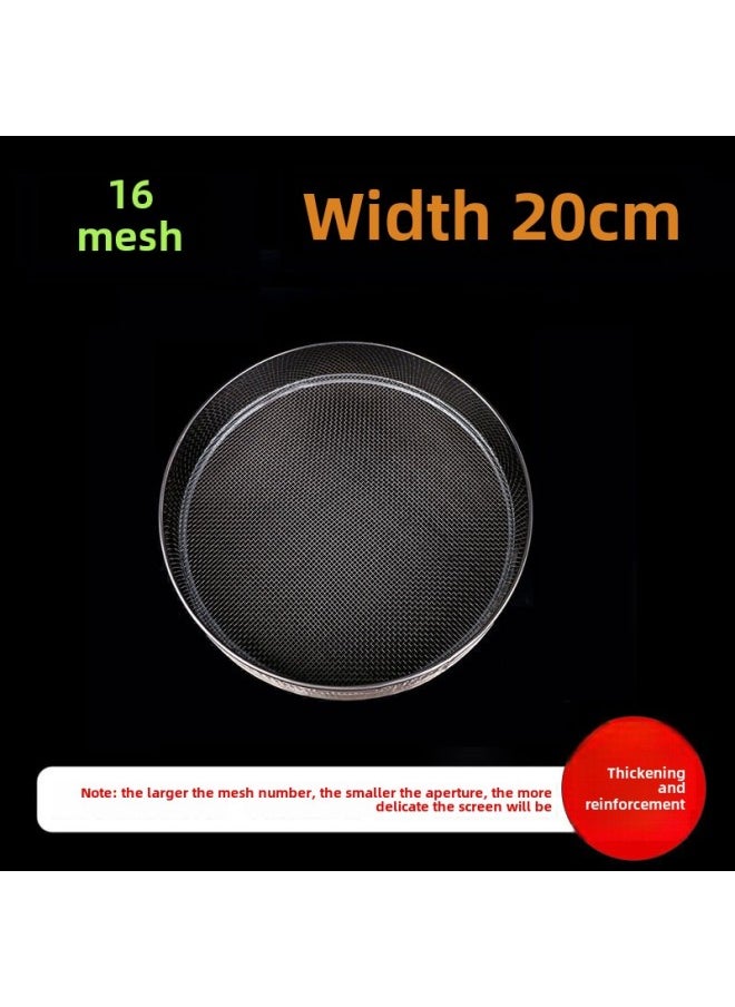 Generic - Sieve Flour Sieve Stainless Steel Sample Sieve Muffin Cat Sand Fine Rice Sieve Soybean Milk Fried Chicken Sesame Traditional Chinese Medicine Sugar Powder Tea-Colour:Diameter 20cm 16 Mesh/tea Rice Cake Cassia Seed Corn Crumbs - Image 1