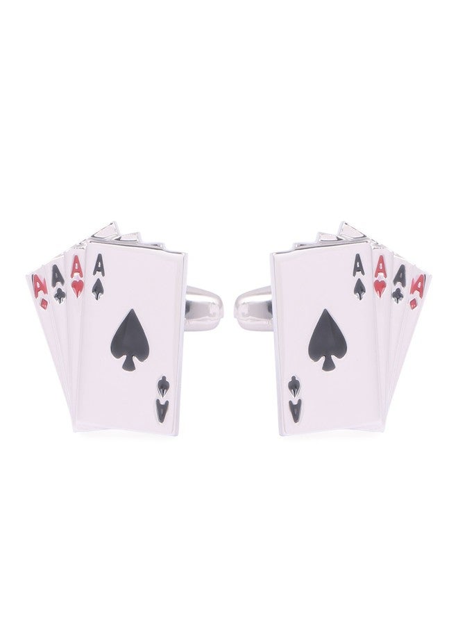 Riyasat أزرار أكمام بتصميم أوراق لعب جذابة من رياست (زوج واحد من أزرار الأكمام) RC_35 - Image 2