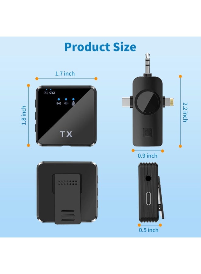 Houmt 3 in 1 Wireless Microphone Noise Cancellation Lavalier Microphone Mini Mic for iPhone iPad iPhone 17 Smartphones Computer Camera, Plug and Play Lavalier Microphone for Vlog YouTube TikTok Live Streaming - Image 3