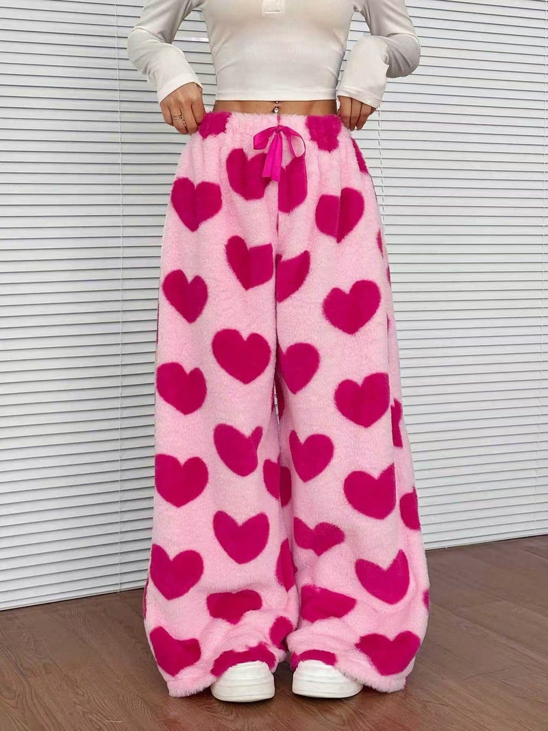 In-Stock Models Thick Plaid Casual Fashion Loose Wide-Leg Plush Pajama Pants - Image 2