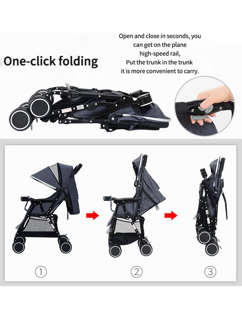 Mababy Baby Travel Stroller , Compact & Airplane-Friendly, One-Handed Folding Design,13 lbs, Perfect for Toddlers,（Sunshade canopy/Storage space/Adjustable seat/Children's plate） - Image 4