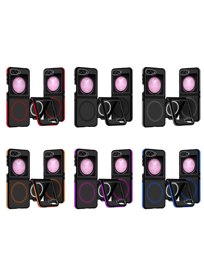 اس-توب جراب لهاتف Samsung Galaxy Z Flip6 ثنائي اللون بملمس جلدي وغطاء كامل MagSafe - Image 2