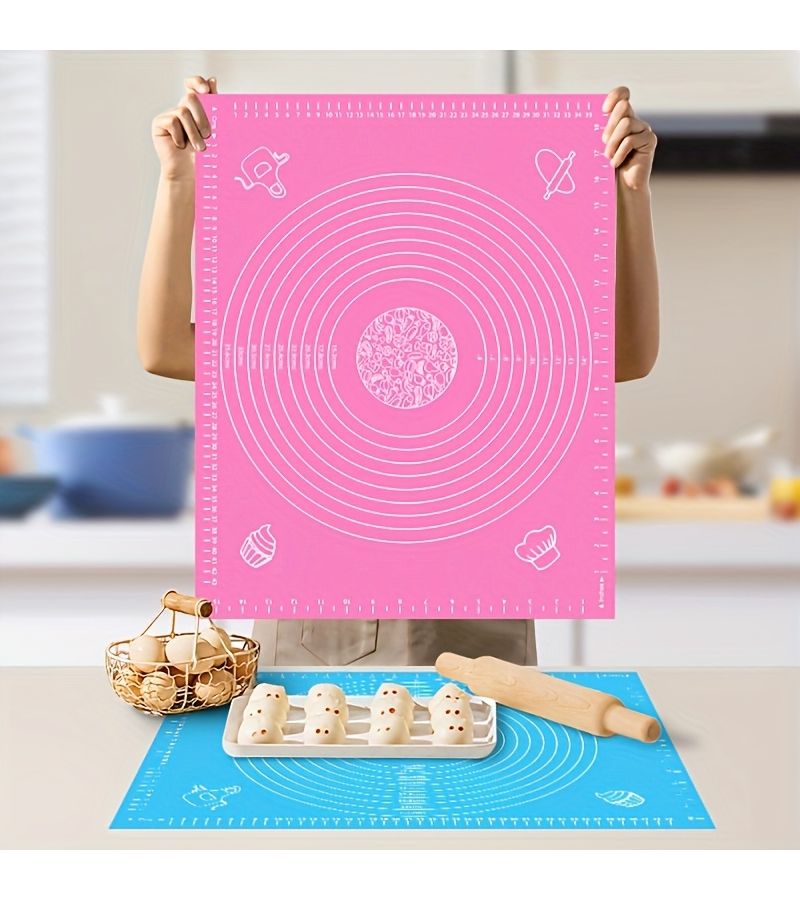 1 Piece Non Stick Baking Mat with Measurement Scale 19 69 Inch By 15 83 Inch Pink Reusable Food Grade EVA Dough Rolling Board For Kneading Making Bread And Pastries Kitchen Cooking Tool Home Baking Equipment - Image 1