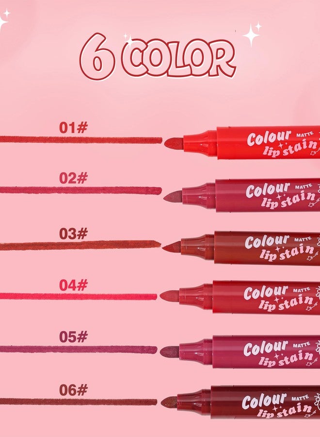 Erinde Lip Stain Marker, Matte Dark Reddish Brown Lip Liner Stain Pen, Highly Pigmented Long-Lasting Wear Transfer-Proof Lip Liner Contour Lip Tint Waterproof Lipstain, 06 - Image 3