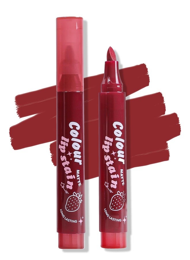 Erinde Lip Stain Marker, Matte Dark Reddish Brown Lip Liner Stain Pen, Highly Pigmented Long-Lasting Wear Transfer-Proof Lip Liner Contour Lip Tint Waterproof Lipstain, 06 - Image 1