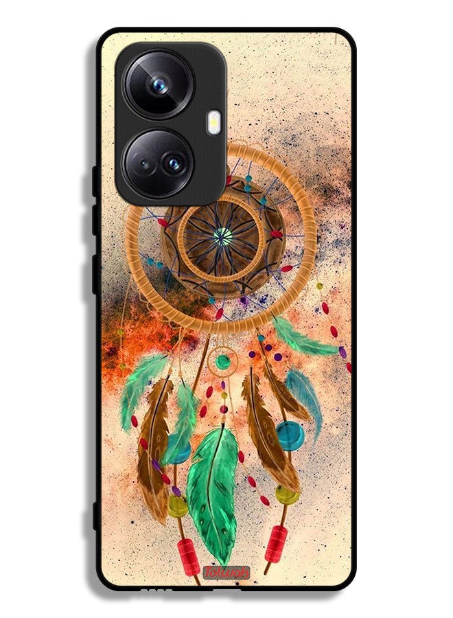 Tolwak Realme 10 Pro Plus Protective Case Cover Mandala Hanging Feathers - Image 1