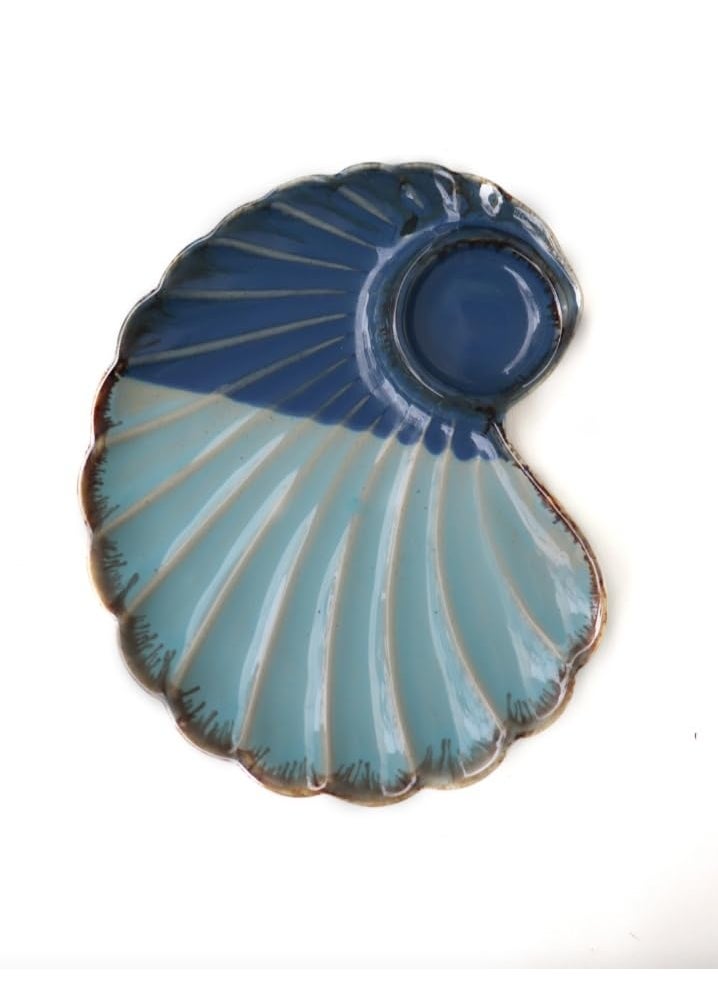 Fab Posh - Fab Posh Peacock Shell Shaped Ceramic Platter Ideal for Snacks Chips Dip Appetizers A Must Have for Elegant Dining Home Dcor Elegant Food Presentation - Image 1
