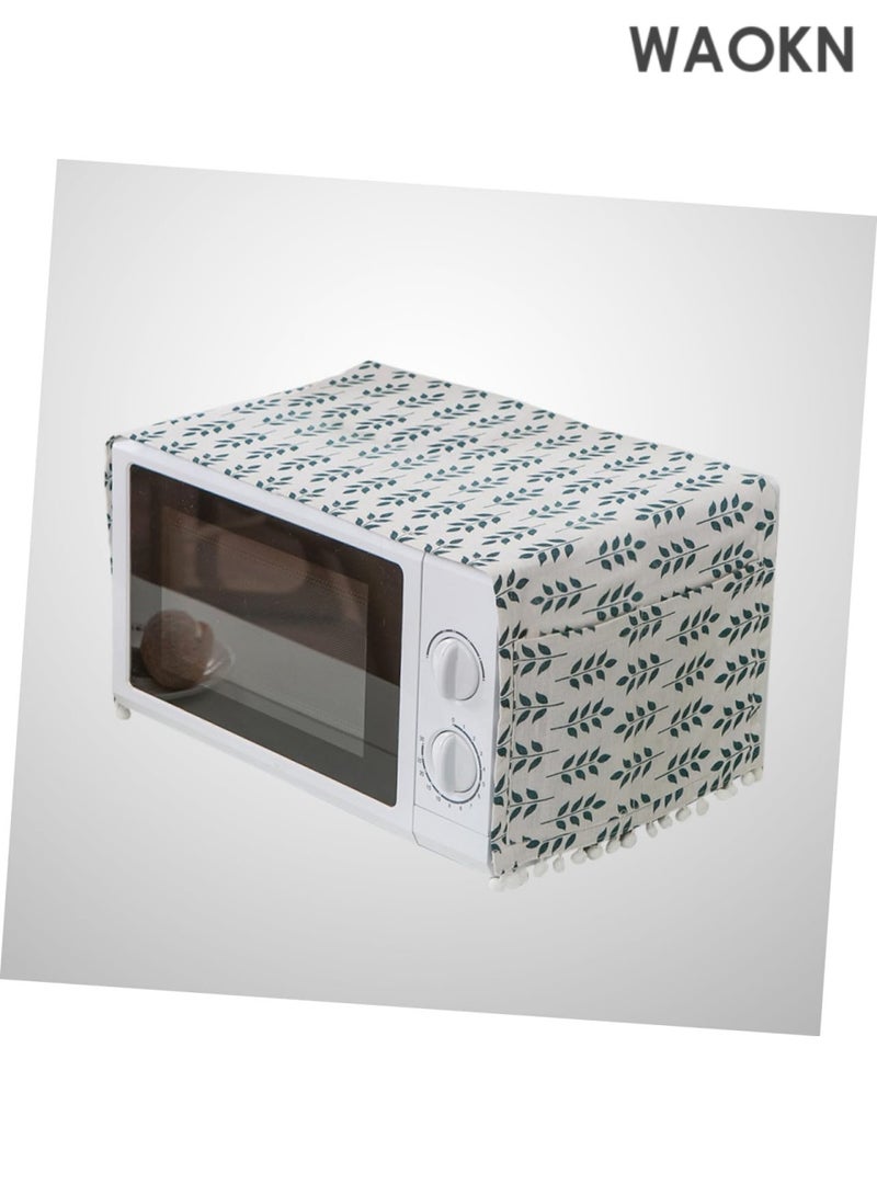 WAOKN Green printed multi-purpose non-slip microwave oven dust cover Microwave Oven Cover Green Wheat Design Cotton Linen Hood Microwave Oven Protective Cover Kitchen Decor for Kitchen for Use - Image 5