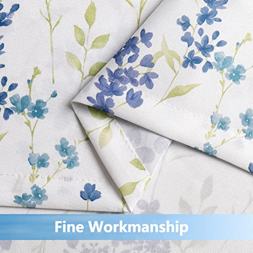 ZJDECOR Blue Colorful Floral Tie Up Kitchen Curtain Valance Botanical Flower Leaves Print, Farmhouse Rod Pocket Small Curtains for Kitchen Cafe Bathroom Window Treatment, 56" x 15", Watercolor, 1 Panel - Image 5