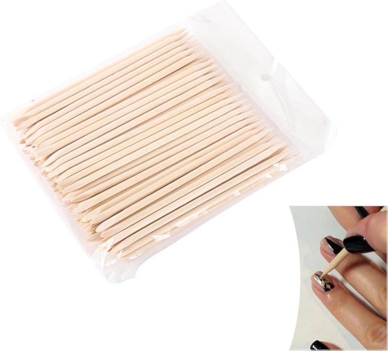 Jasminum Pack of 100 Rosewood Sticks Manicure Professional Manicure Tools, Cuticle Sticks Made of Orange Wood, for Professional Tool Manicure Sticks with Sharpener and Flat Side