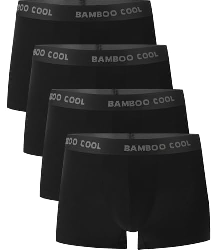 BAMBOO COOL سروال داخلي رجالي من BAMBOO COOL، تنفس فائق، لا يرتفع، بوكسر بريف مع حزام مرن مريح، عبوة متعددة - Image 1