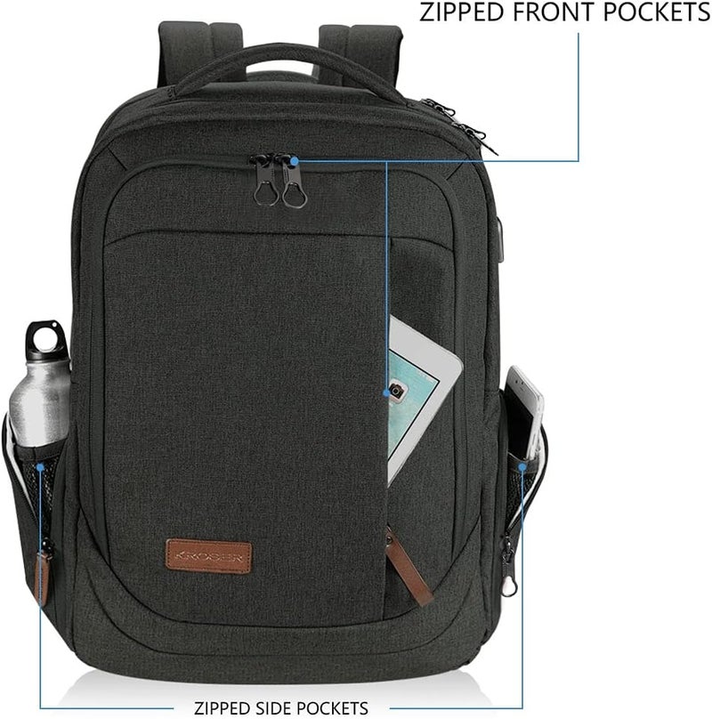 KROSER Laptop Backpack Large Computer Backpack Fits up to 15.6-17.3 Inch Laptop with USB Charging Port Water-Repellent School Travel Backpack Casual Daypack for Business/College/Women/Men - Image 2