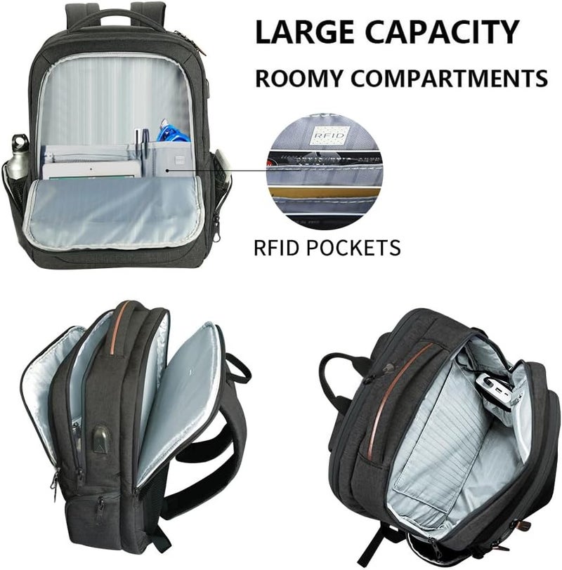 KROSER Laptop Backpack Large Computer Backpack Fits up to 15.6-17.3 Inch Laptop with USB Charging Port Water-Repellent School Travel Backpack Casual Daypack for Business/College/Women/Men - Image 5
