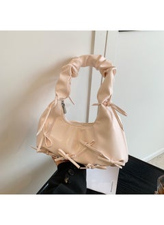 Niche Pleated Bow Women's Hand Bag 2025 Spring Korean Underarm Bag Single Shoulder Cloud Bag-Color:Pink