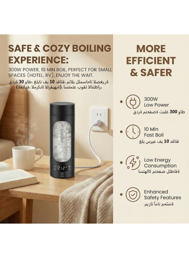 450ml Portable Travel Electric Kettle, 4 Temperature Settings Mini Water Boiler, 304 Stainless Steel Auto Shut-Off & Boil-Dry Protection, Includes Storage Pouch & Cleaning Brush（220V） - Image 3