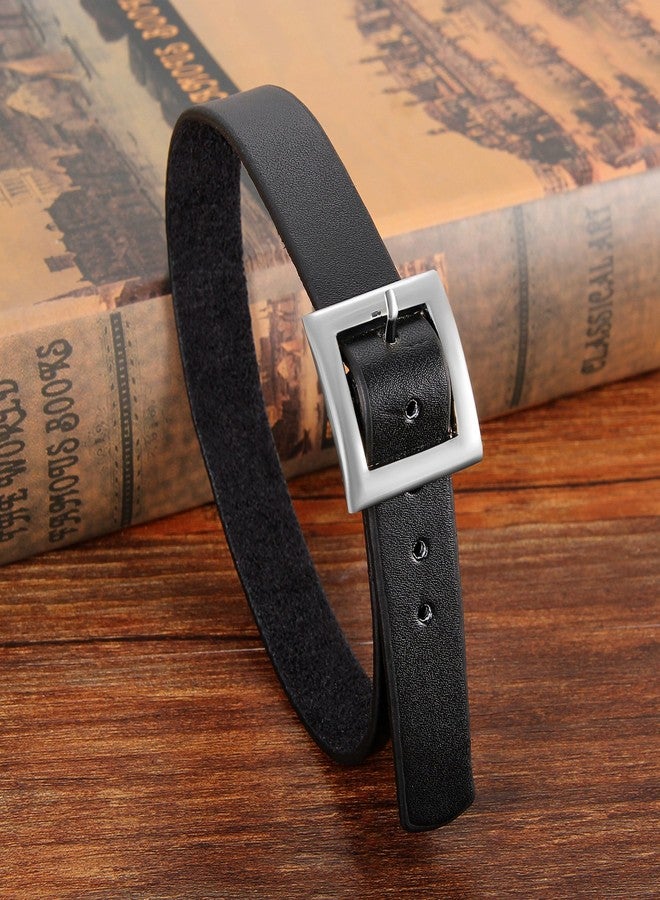 Cupimatch Gothic Style Belt Shape Adjustable Black PU Leather Collar Necklace Choker for Halloween - Image 2
