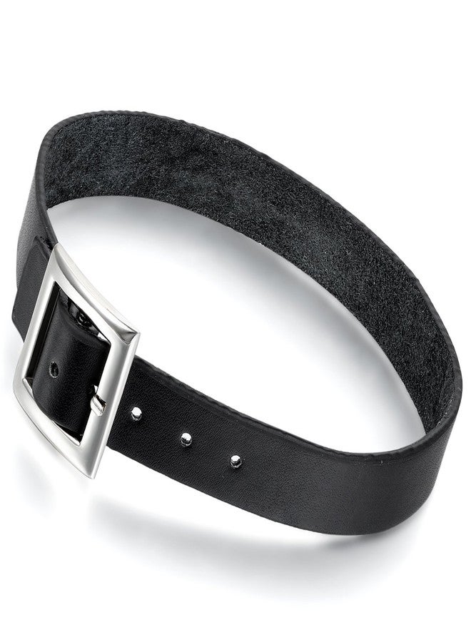 Cupimatch Gothic Style Belt Shape Adjustable Black PU Leather Collar Necklace Choker for Halloween - Image 1
