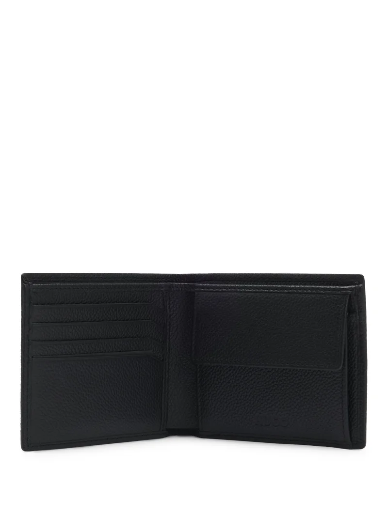 هوجو Grained-leather billfold wallet with logo plate