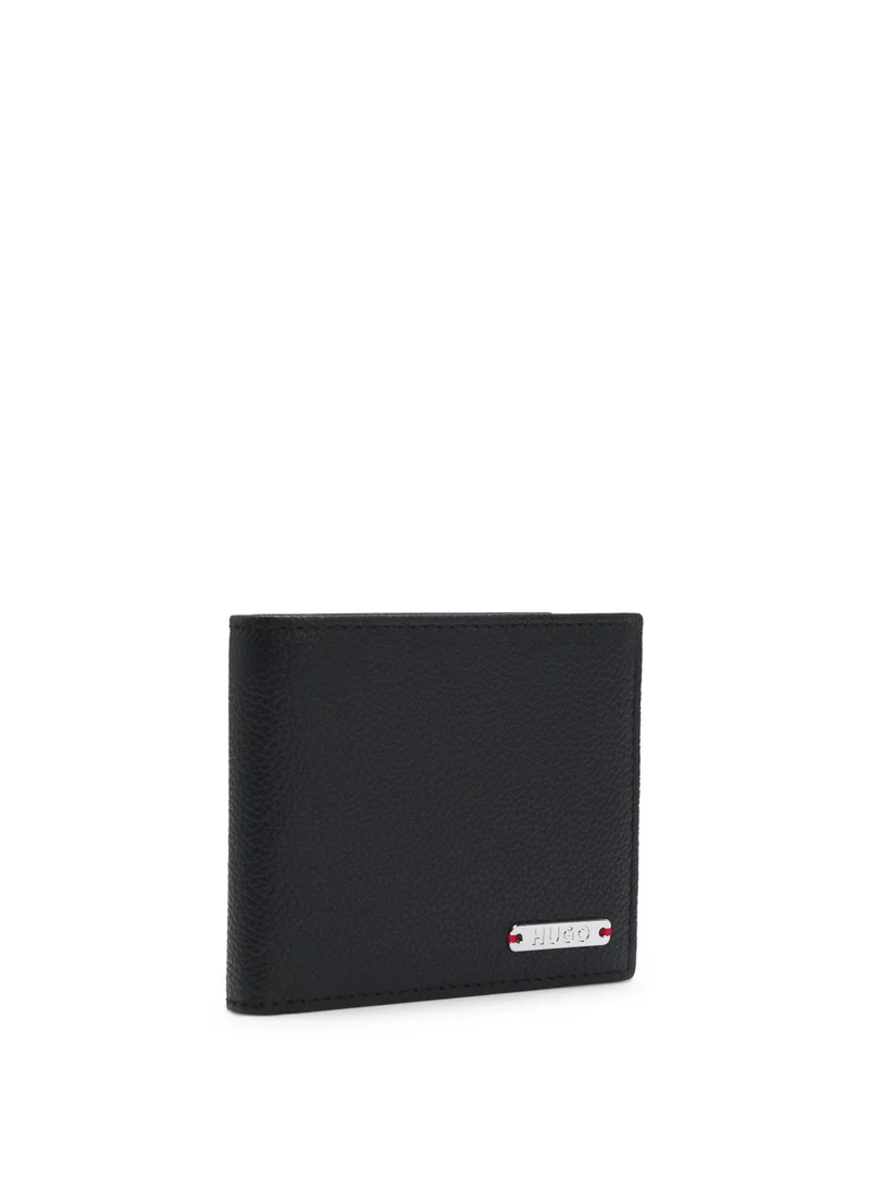 هوجو Grained-leather billfold wallet with logo plate