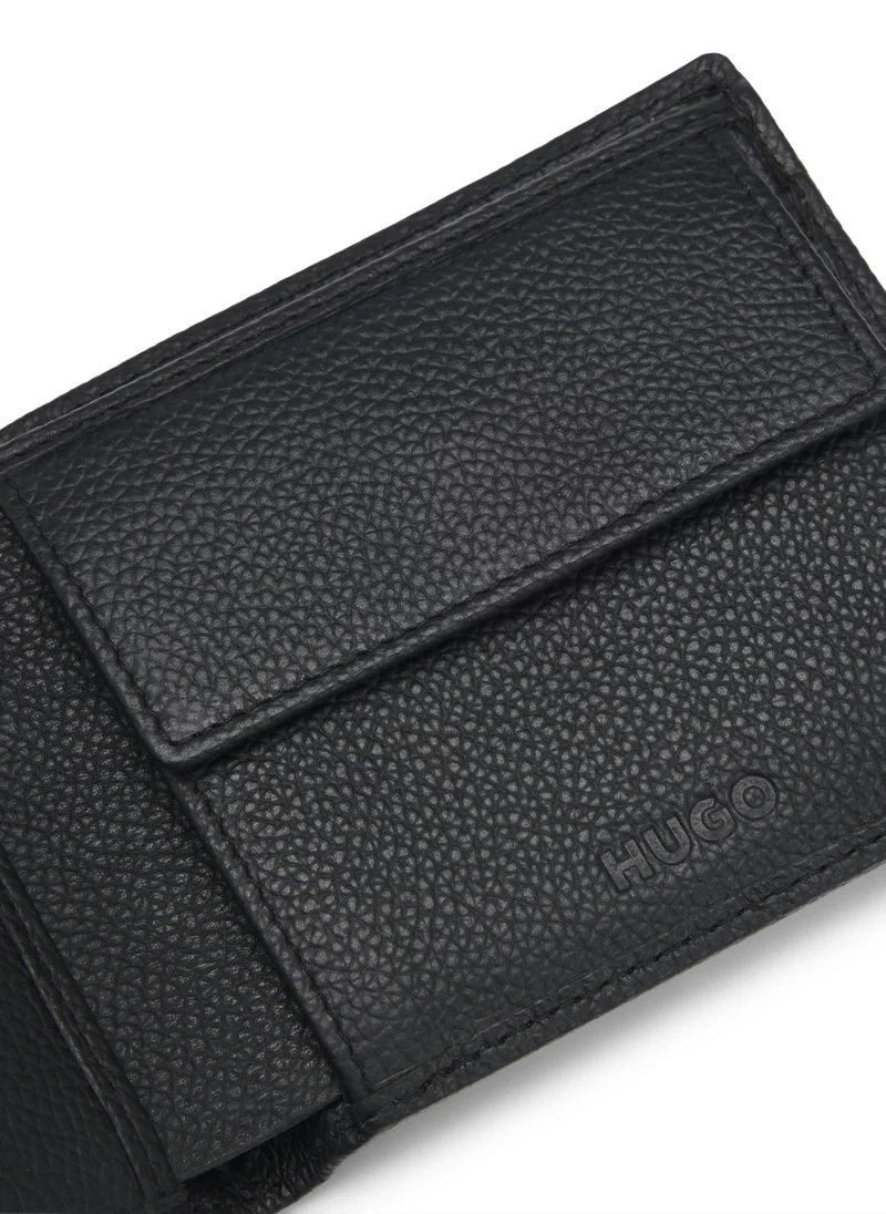 هوجو Grained-leather billfold wallet with logo plate