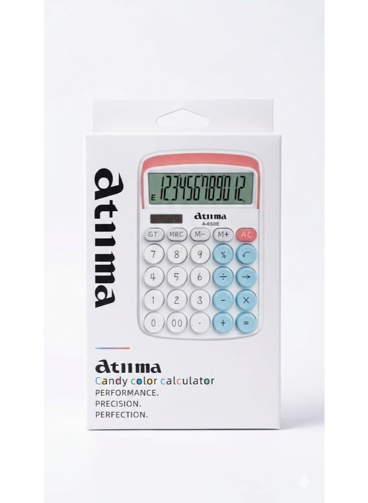 آلة حاسبة إلكترونية A-65 بشاشة LCD كبيرة مكونة من 12 رقمًا مع زر تشغيل مزدوج وأزرار ناعمة وتصميم جذاب للأطفال. آلة حاسبة ممتعة وعملية مصممة خصيصًا للأطفال، تتميز بشاشة كبيرة وواضحة، وأزرار ناعمة ومريحة، ووظائف مفيدة للمدرسة والتعلم اليومي. - Image 2