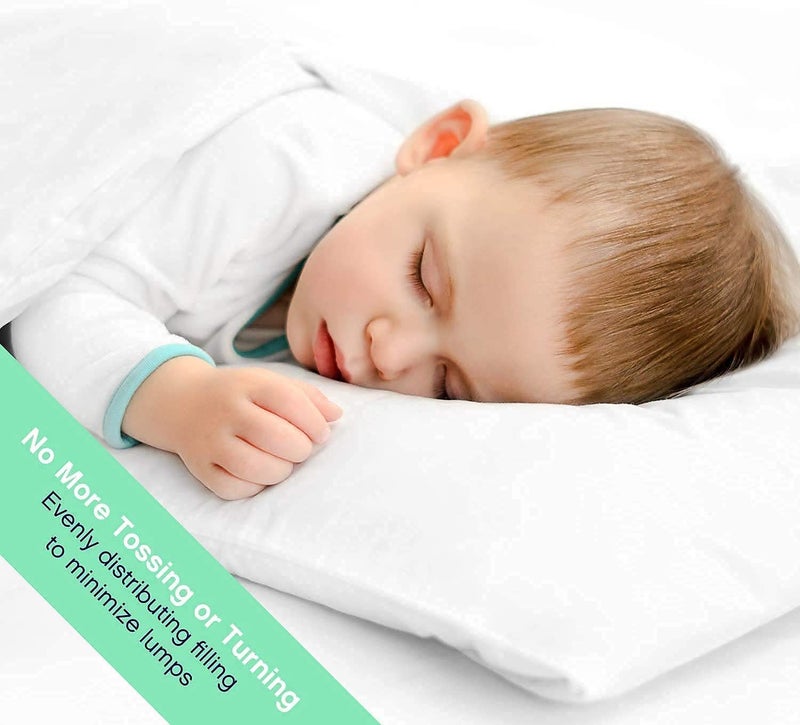 HEGZI Baby Toddler Pillows Set of 2, 12" X 18", Soft 100% Hypoallergenic - Kids Pillow - Safe, Infant, Baby Perfect for Travel, Daycare, Toddler Cot, Crib, Bed - White - Image 5