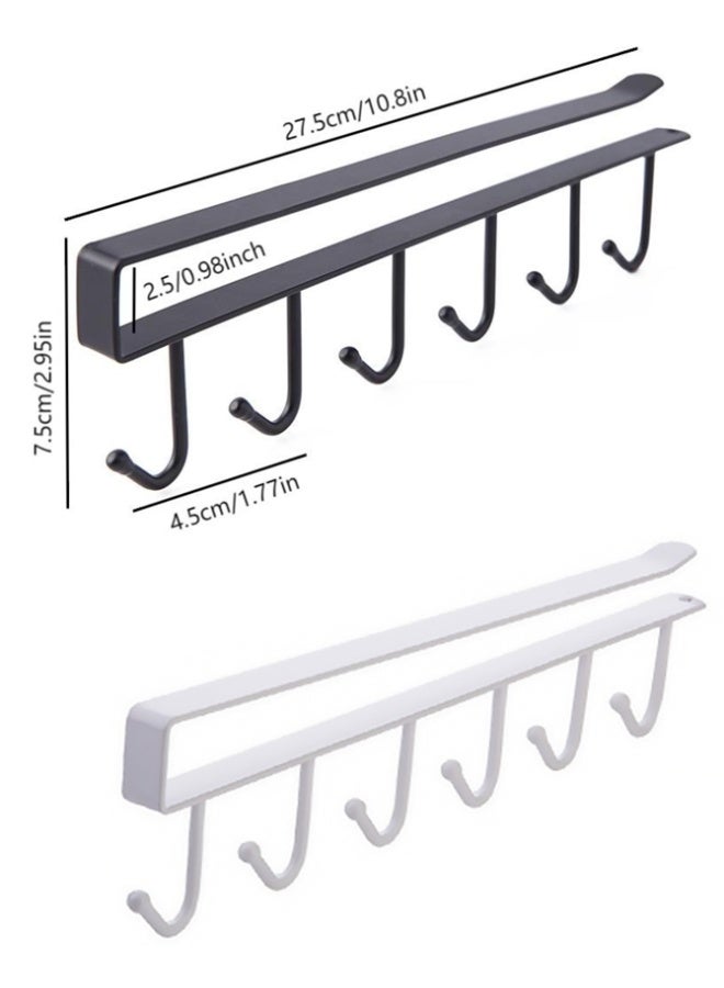 صاروخ فلاير خطافات أكواب روكيت فلاير أسفل الخزانة، حامل أكواب وحامل أكواب قهوة وأدوات مطبخ/حزام ربطة عنق/وشاح/تخزين مفاتيح، تناسب الخزائن بسمك 0.8 بوصة أو أقل، (مجموعة من قطعتين باللونين الأبيض والأسود) - Image 4