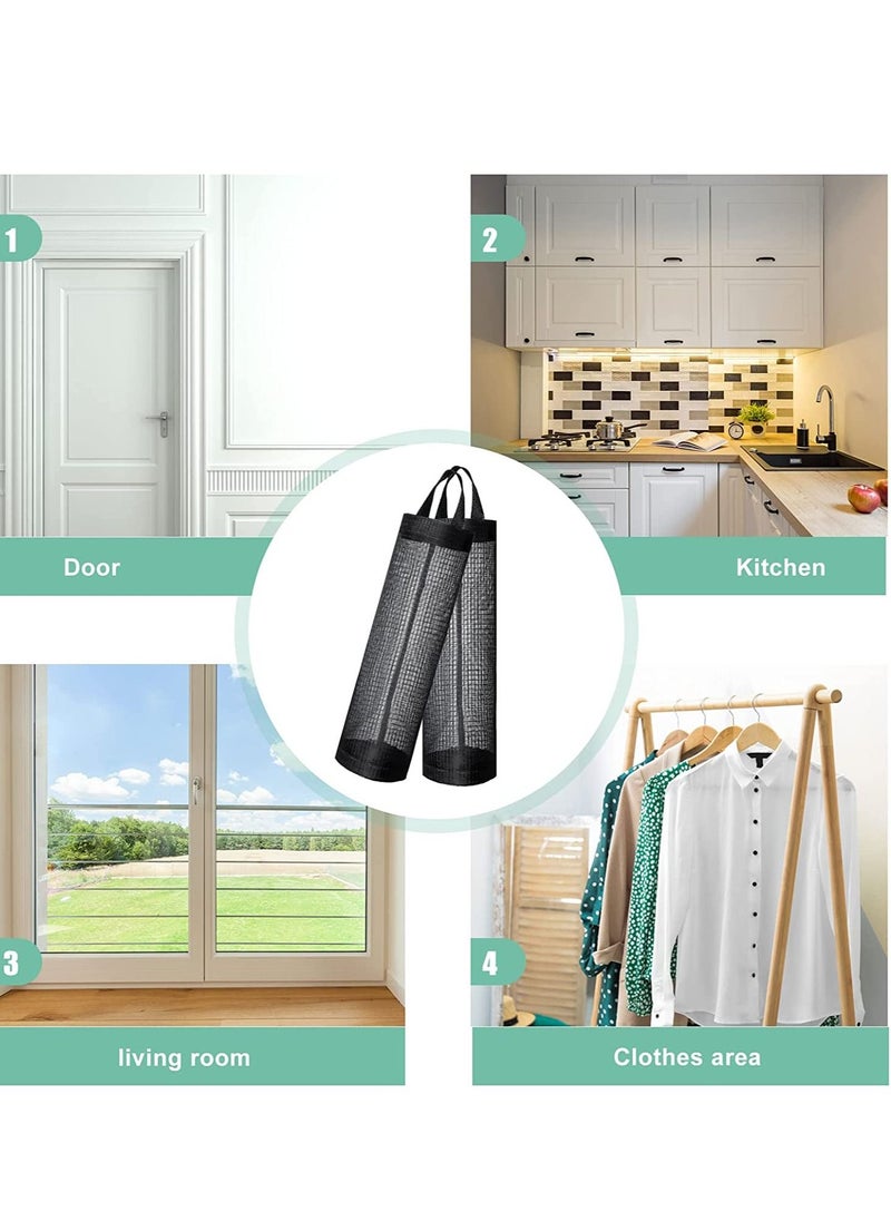 SYOSI Plastic Bag Holder, Trash Bags Holder, Hanging Folding Mesh Garbage Bag Organizer, Recycling Grocery Bag Storage Container, Hanging Shopping Bag Holder for Home and Kitchen 4 Packs  - Image 4
