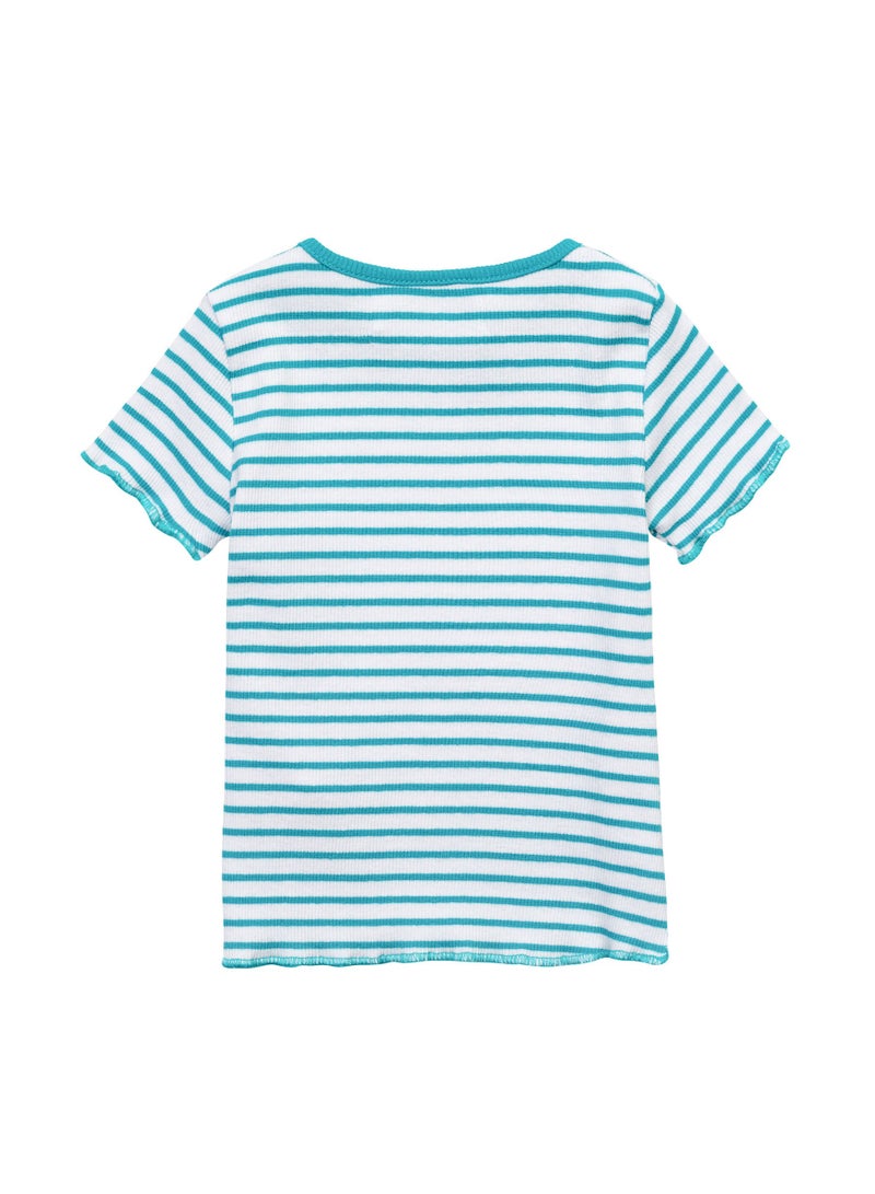 MINOTI Girls Ribbed Short Sleeve T-Shirt  - Image 2