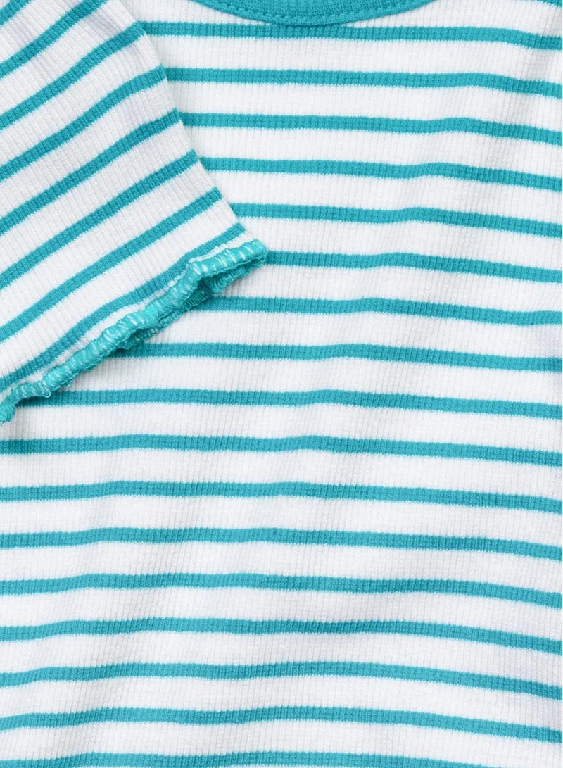 MINOTI Girls Ribbed Short Sleeve T-Shirt