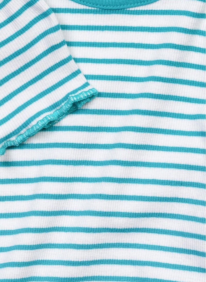 MINOTI Girls Ribbed Short Sleeve T-Shirt  - Image 3