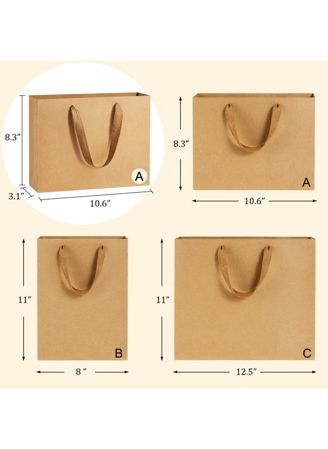 BagDream - Gift Paper Bags 10.6X3.1X8.3 Gift Bags 50Pcs Heavy Duty Kraft Brown Paper Bags With Handles Soft Cloth Party Favor Bags Shopping Bags Retail Merchandise Bags Wedding Party Gift Bags - Image 1