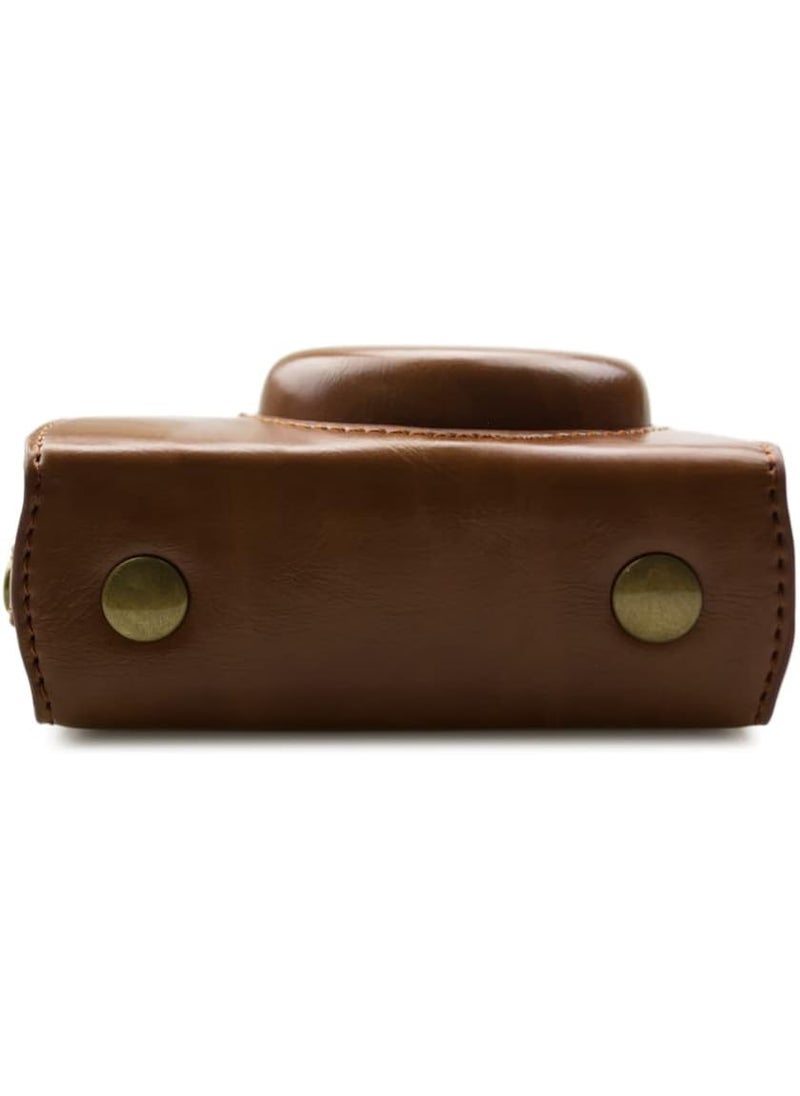 Rieibi Rieibi G7X II G7X III Case  Vintage Leather Camera Case for Canon PowerShot G7 X Mark IIG7 X Mark III  Protective Case with Strap Brown  - Image 2