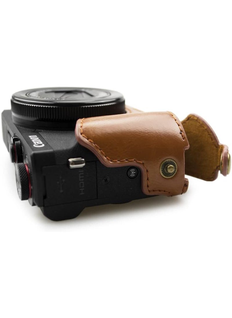 Rieibi Rieibi G7X II G7X III Case  Vintage Leather Camera Case for Canon PowerShot G7 X Mark IIG7 X Mark III  Protective Case with Strap Brown  - Image 4