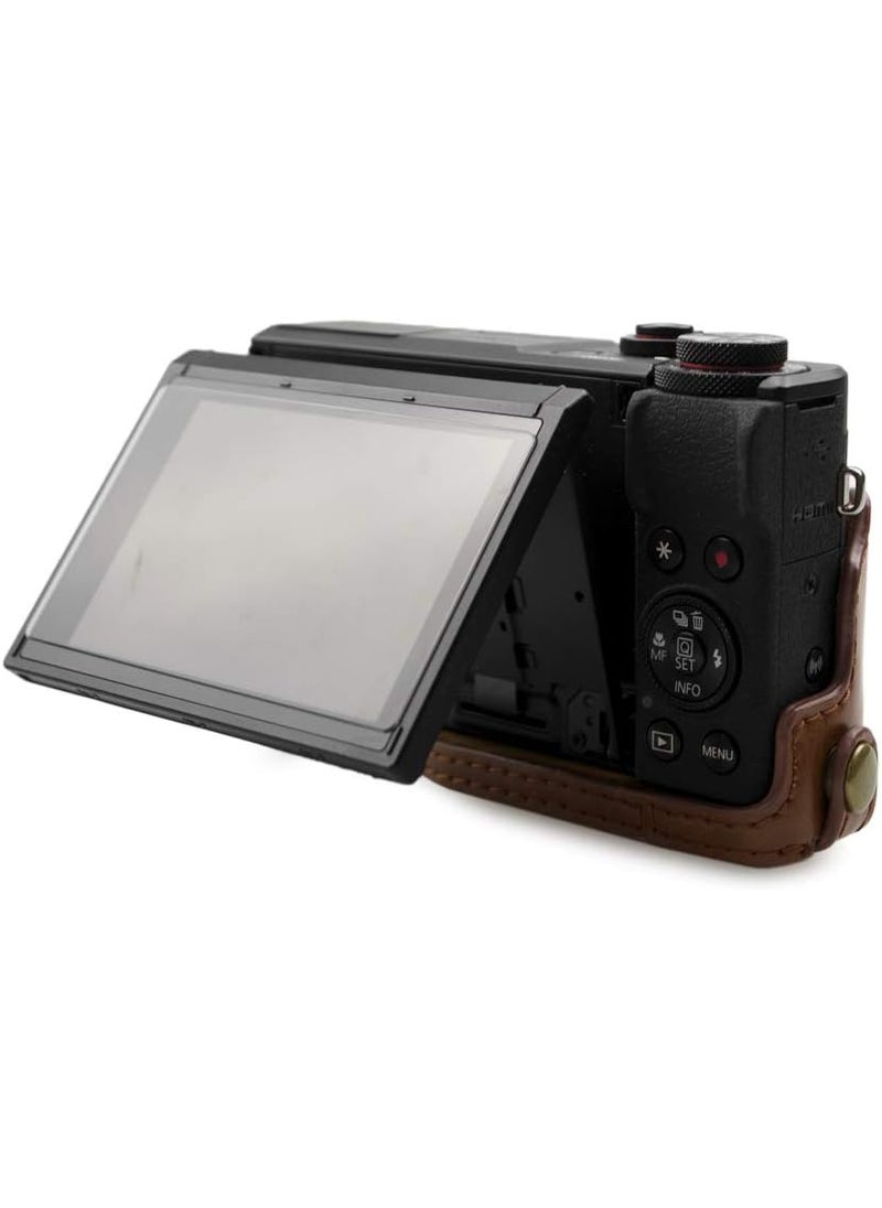 Rieibi Rieibi G7X II G7X III Case  Vintage Leather Camera Case for Canon PowerShot G7 X Mark IIG7 X Mark III  Protective Case with Strap Brown  - Image 5